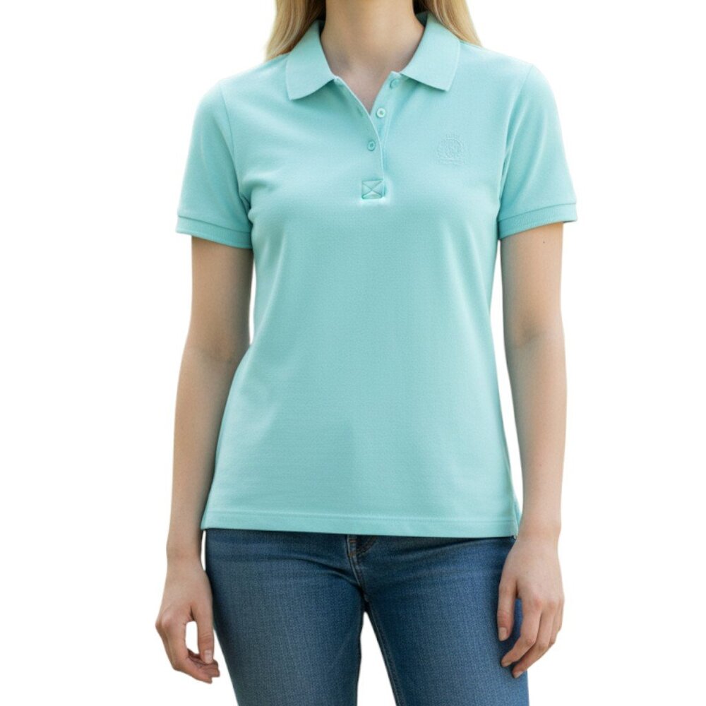 JONES NEW YORK SPORT Aqua Teal Short Sleeve Collared Polo Shirt - Size Large